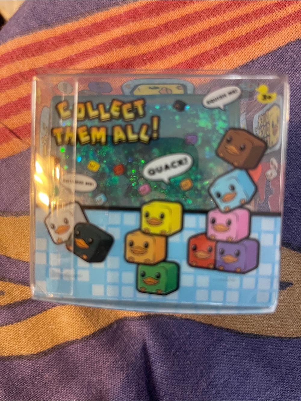 Duck Duck Cube! Sensory Squishy Toy - Glittery Blue - Picture 2 of 4